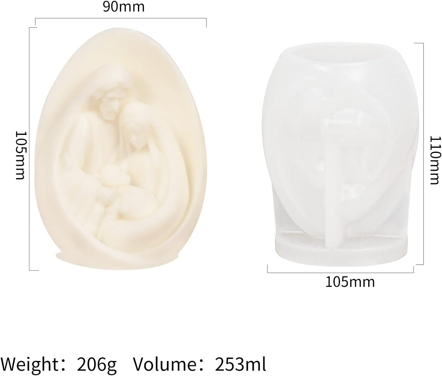 Nativity Scene Candle Mold - Resin Casting Silicone Molds for Home Decor & Candle Making Wave Spiral Mold