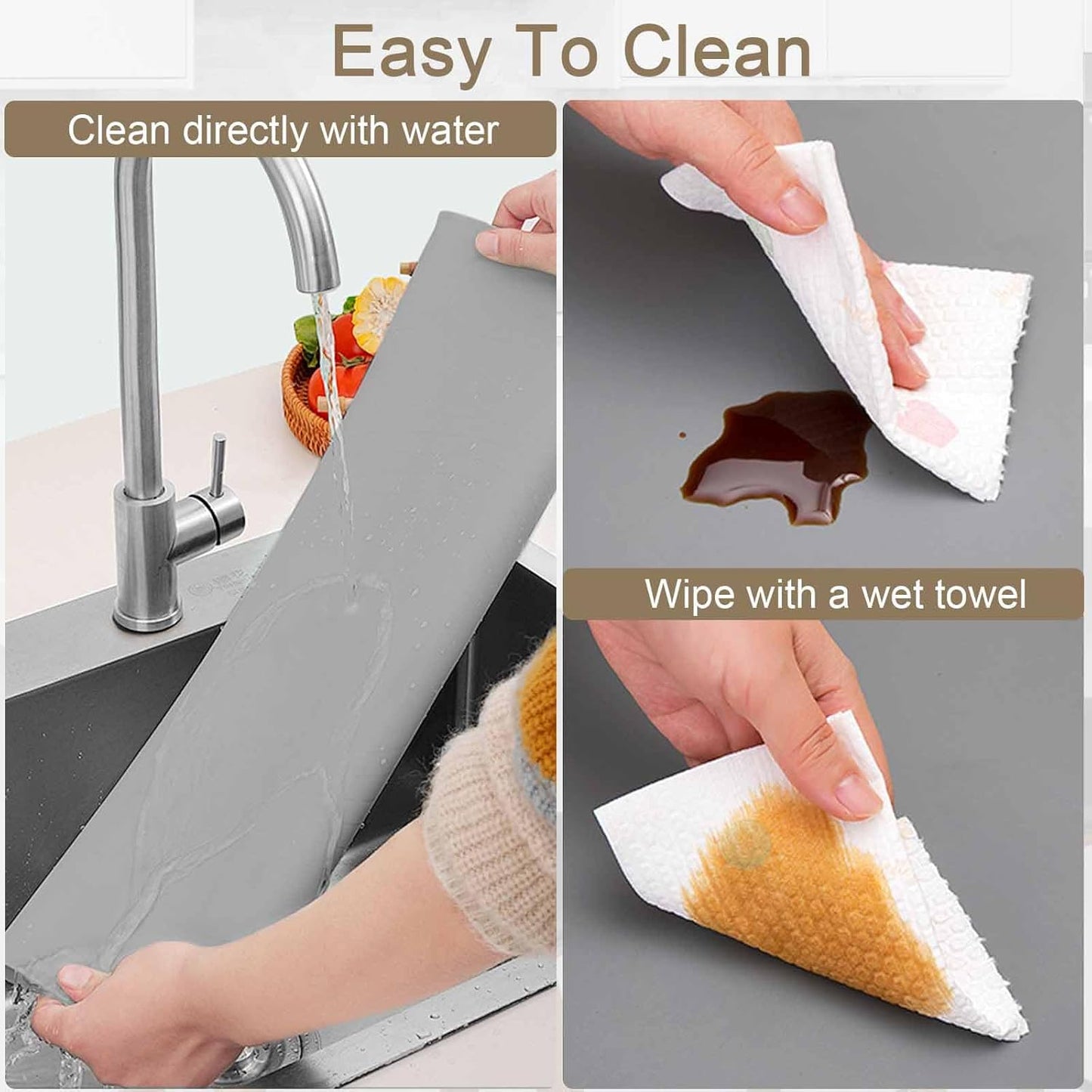 72''x36'' Large Silicone Mat for Kitchen Counter, Non-Slip Heat Resistant Countertop Protector, Waterproof Multipurpose Mat for Kitchen Island, Semitransparent
