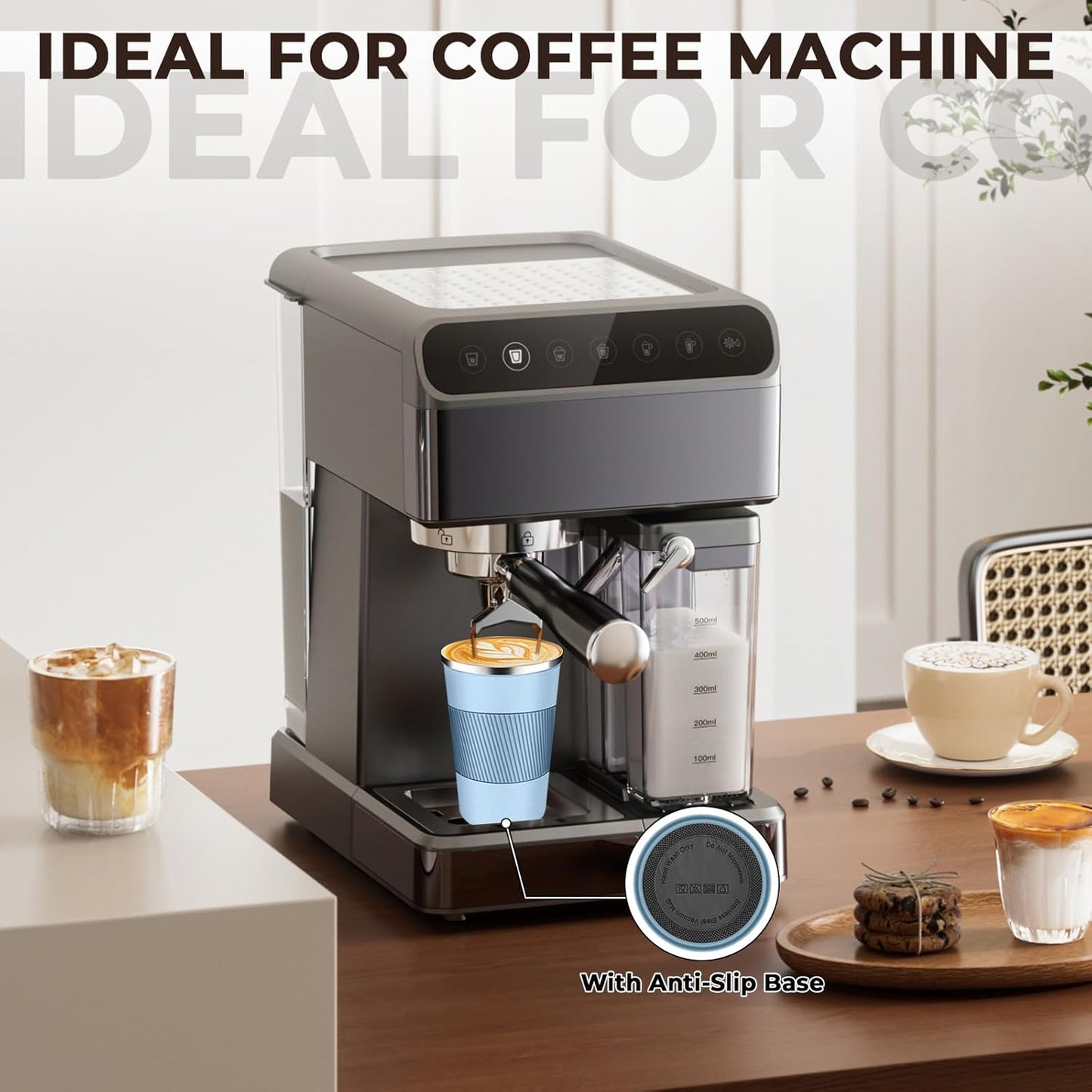 Insulated Coffee Tumbler 12 oz, Stainless Steel Coffee Mug with Lids, Travel Coffee Mug Leak Proof, Double Wall Vacuum Insulated Reusable Coffee Cup, Keep Drinks Hot and Cold (Sky Blue, 12 Ounces)