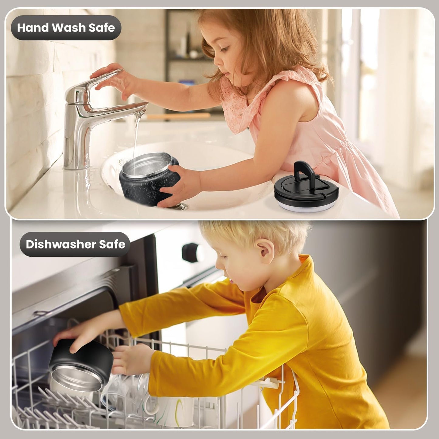 Soup Thermo for Hot Food Kids 13.5oz Lunch Containers with Buckle Lid Wide Mouth Hot Food Jar Vacuum Insulated Stainless Steel Bento Box Leakproof with Spoon(Black)