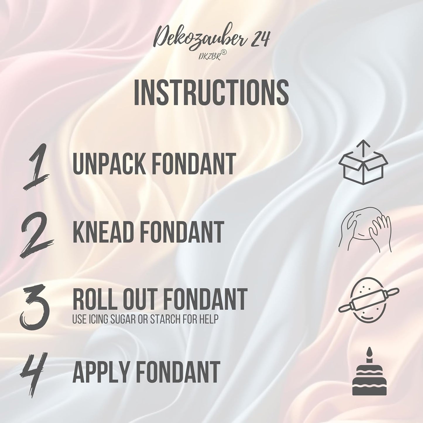 Dekozauber24 Fondant Icing Multipack, 5 Colors, 3.5oz (100g) rolling fondant per color, for decorating cakes and cupcakes in Orange, Dark Green, Dark Blue, Yellow and Red (Essentials)