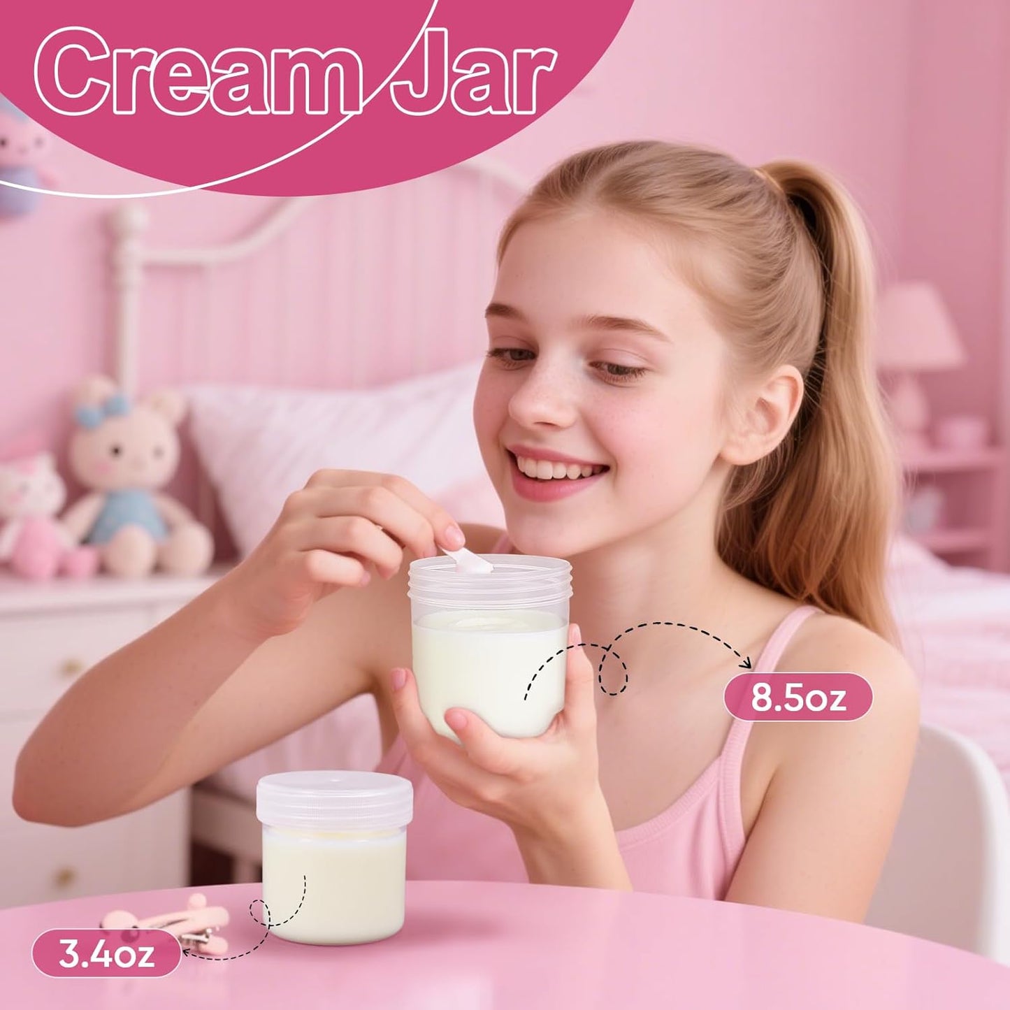 Wide Mouth Travel Containers, PP Clear Leak Proof Travel Plastic Jars with Lids for Creams Lotion Cosmetic, Jewelry Beads, Sample, Small Items Storage (4 Pcs 3.4 oz,4 Pcs 8 oz)