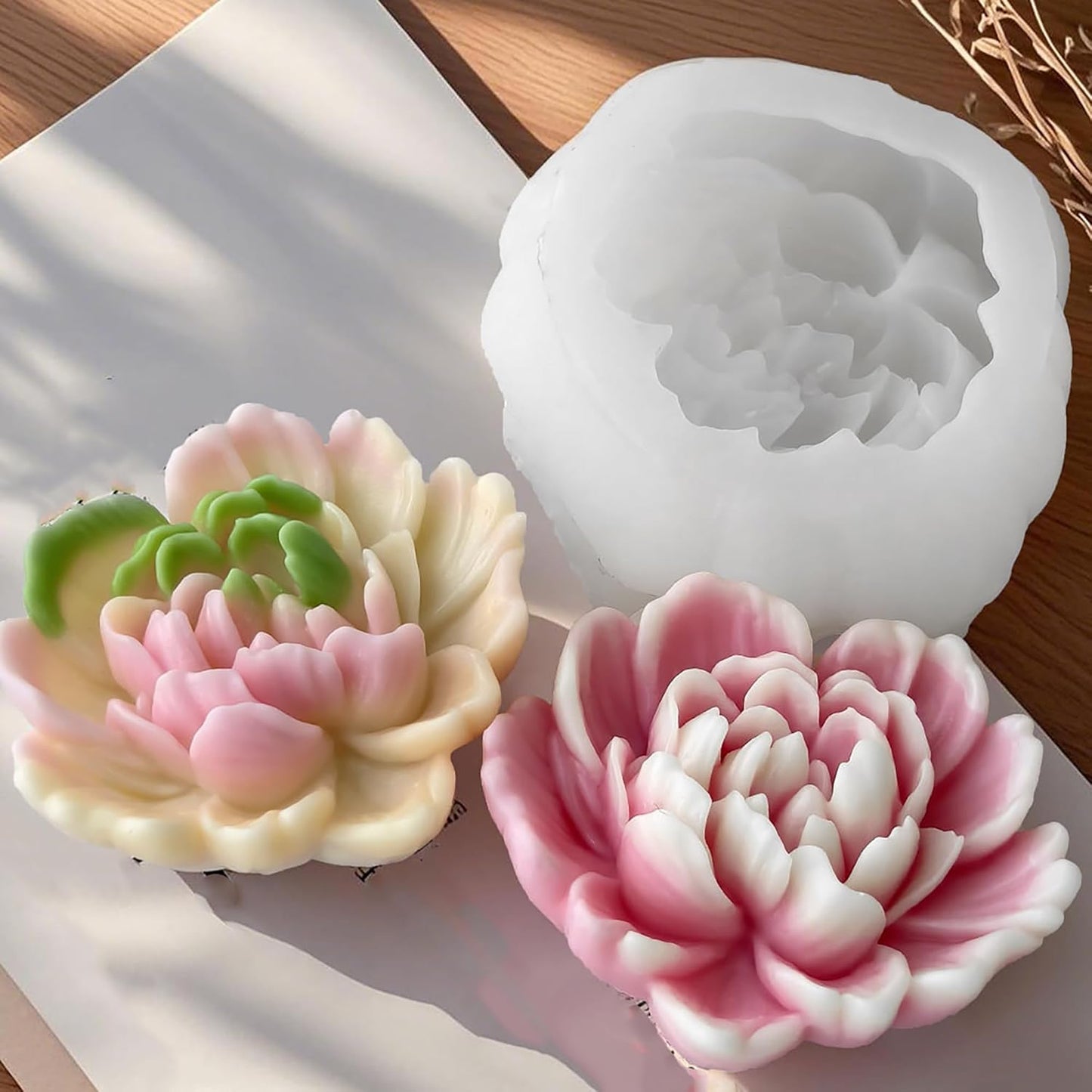 Heart Flower Succulent Rose Peony Molds Silicone Wave Spiral Candle Mold - Silicone Resin Casting Molds for Candle & Resin & Soap Craft Supplies