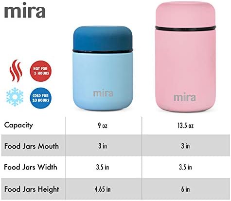 MIRA 9oz Insulated Food Jar Thermo for Hot Food & Soup, Compact Stainless Steel Vacuum Lunch Container - Sky Blue