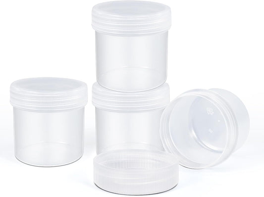 TSA Approved Wide Mouth Travel Size Containers, PP Clear Leak Proof Travel Plastic Jars with Lids for Creams Lotion Cosmetic, Jewelry Beads, Sample, Small Items Storage (1.7 oz, 4 Pcs)