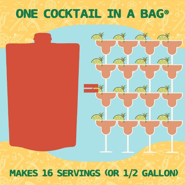 Lt. Blender's Peach Margarita in a Bag - Peach Margarita Mix - Each Bag Makes 1/2 Gallon - Non-GMO Cocktail Mix - No Blender Needed - Add Liquor, Wine or as a Mocktail (Pack of 3)