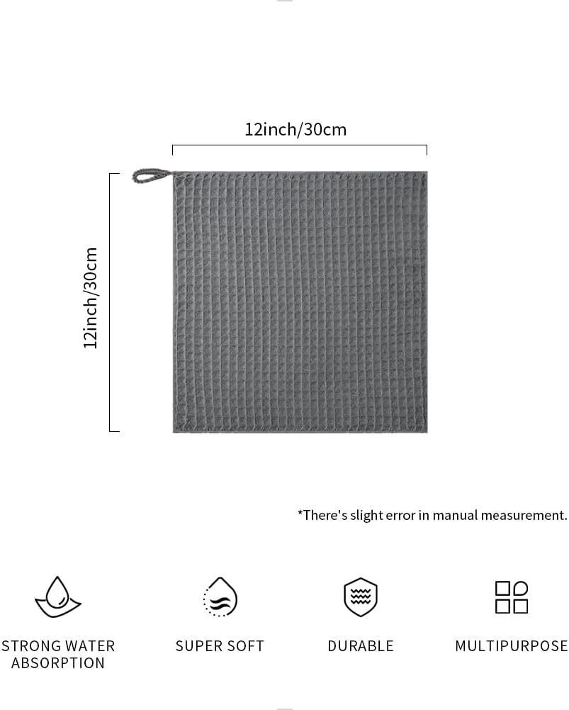 watchget Barista Micro Cloth 10 Pack, Microfiber Barista Cleaning Towels Microfiber Waffle Weave Kitchen Dish Cloth Coffee Bar Towel Coffee Machine Cleaning Cloth, Dark Grey(12"x12")