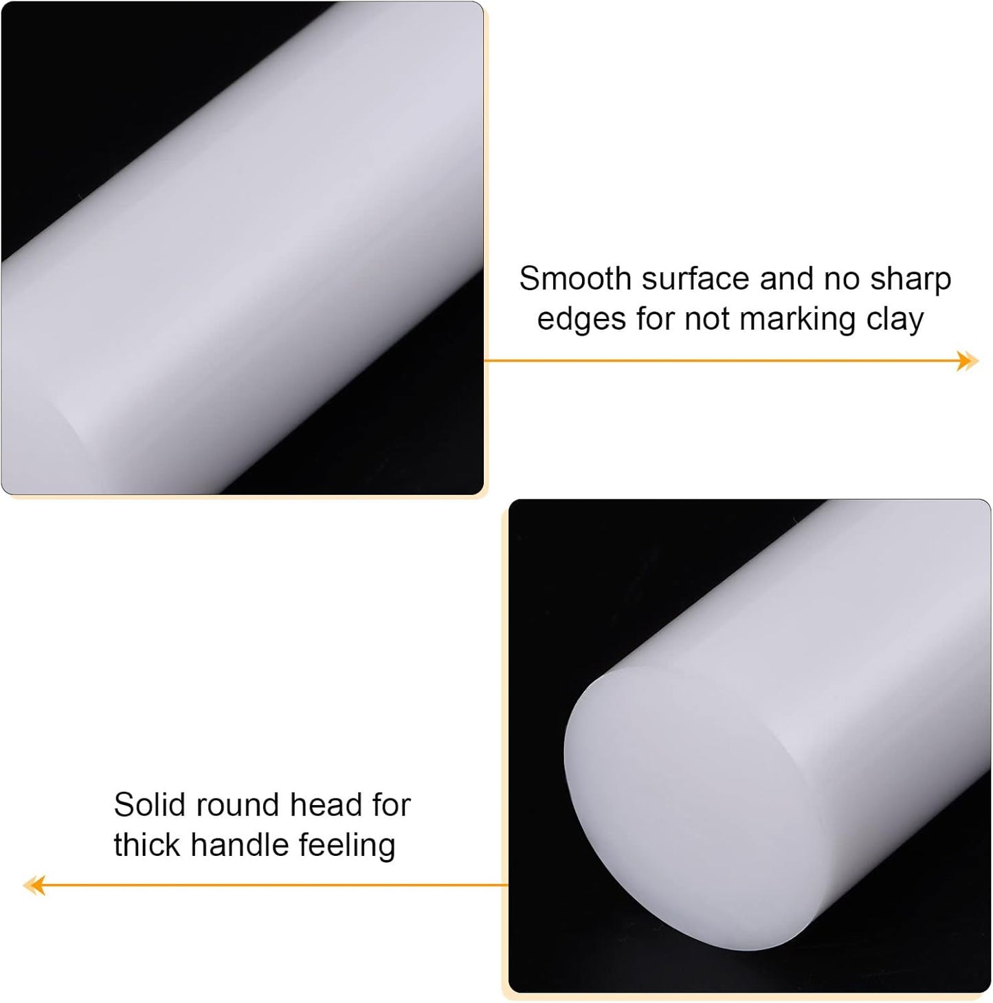 HARFINGTON Acrylic Clay Roller 8 Inch x 1 Inch Solid Non-Stick Plastic Round Tube Roller Polymer Clay Rod Fondant Rolling Pin for Shaping, Sculpting, Modeling DIY Crafts, White