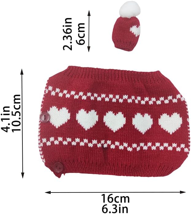 Tea Cozy Suitable for a 600ml,20oz Tea Pot,Teapot Warmer -100% Acrylic Fibers Filling,Two Piece (RED Heart-Shaped)