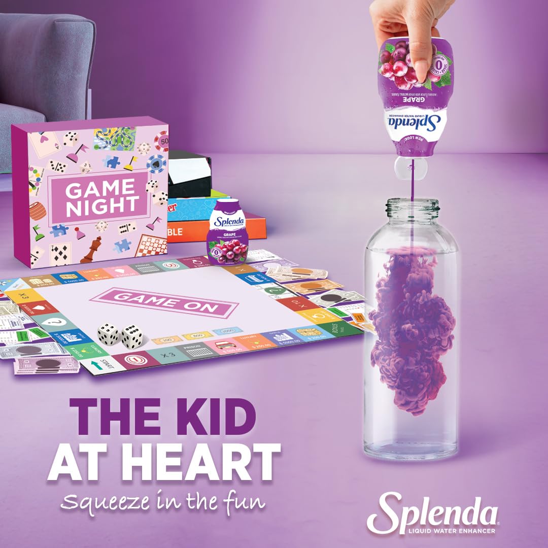 SPLENDA Liquid Water Enhancer Drops, Sugar Free, Zero Calorie, Natural Flavor, Concentrated Drink Mix, 3.11 Fl Oz Each Bottle (Grape, 2 Pack)