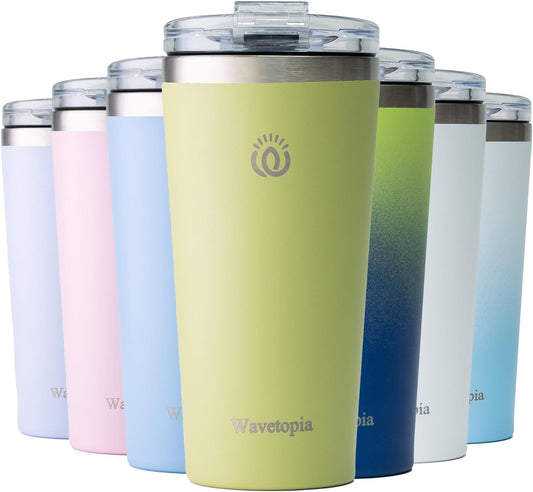 Insulated Coffee Mug with Lid, Reusable Stainless Steel Travel Coffee Cup, 16 Oz Double Wall Vacuum Spill Proof Tumbler Cups for Men and Women Hot & Cold Drinks（Olive）