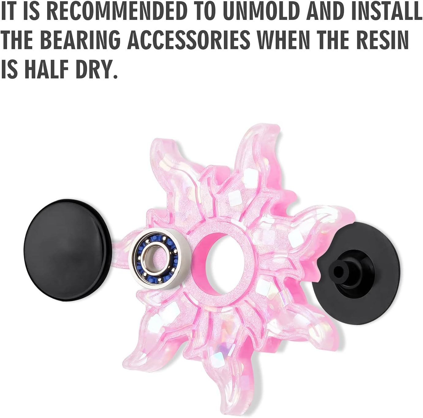 NiArt Fidget Finger Spinner DIY Epoxy Resin Casting Silicone Mold Kit 4 Molds with 10 Bearings Set, Stress Reliever Hand Fidget Toy Gift for Kids and Adults Art Crafts Home Decorations Jewelry (Set C)