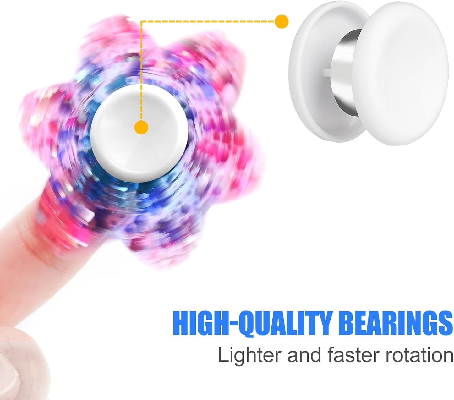 NiArt Fidget Spinner Toy DIY Bearing with Caps Set of 24, MR137 0.5" Single-Sealed Chrome Steel Bearing Balls Replacement High Speed 13mmx7mmx4mm Epoxy Resin Casting Craft Skateboard Stress Reliever