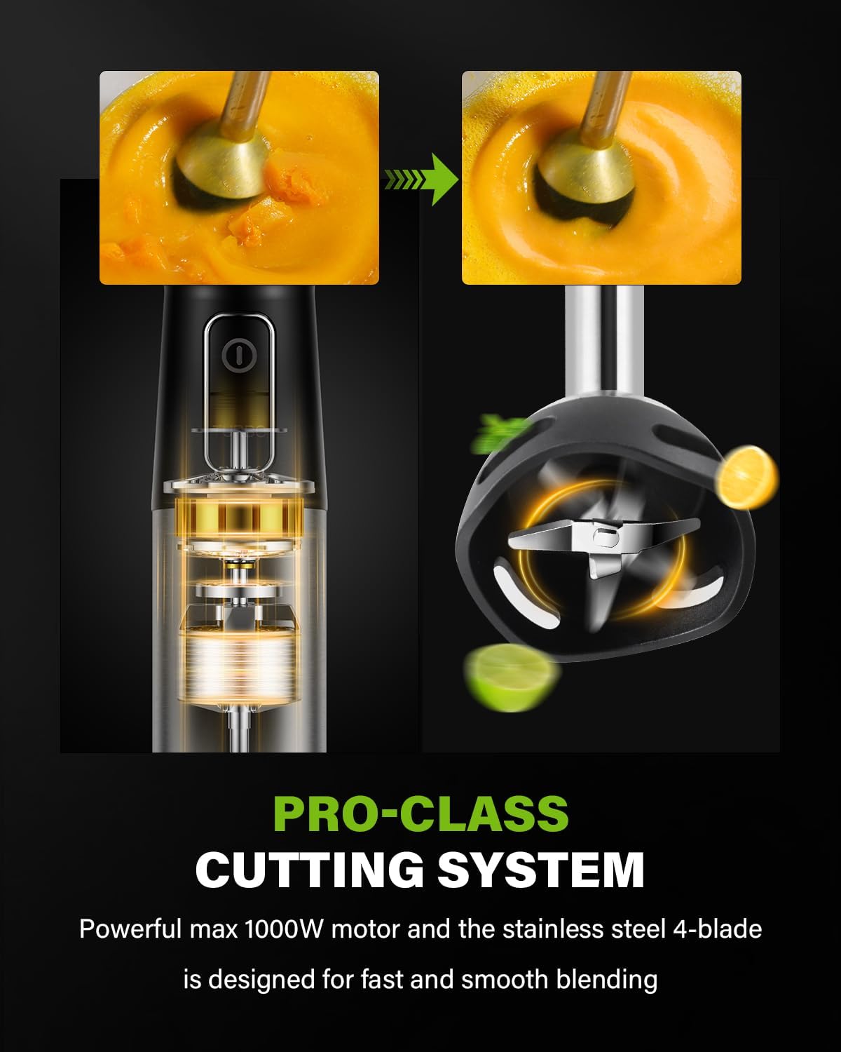 6-in-1 Immersion Blender, 1000W Hand Blender with 20 Speeds, Scratch-Resistant Stick Mixer with Whisk, Chopper, Beaker, Egg Beaters & Dough Hooks – Heavy Duty Hand Mixer, Black