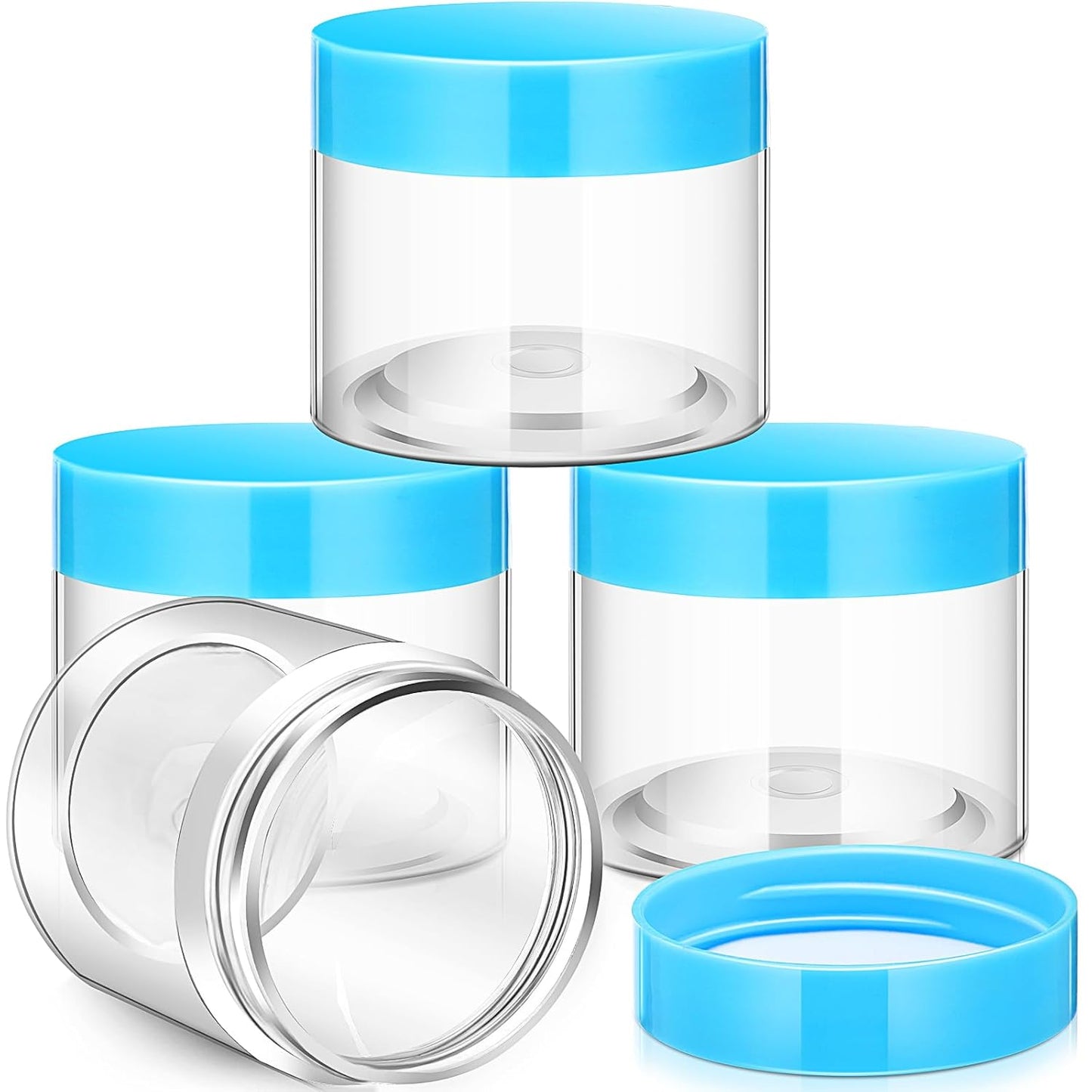 Patelai 4 Pieces Round Wide-mouth Leak Proof Plastic Container Jars with Lids for Travel Storage Makeup Beauty Products Face Creams Oils Salves Ointments DIY Making(6 Ounce,Blue)