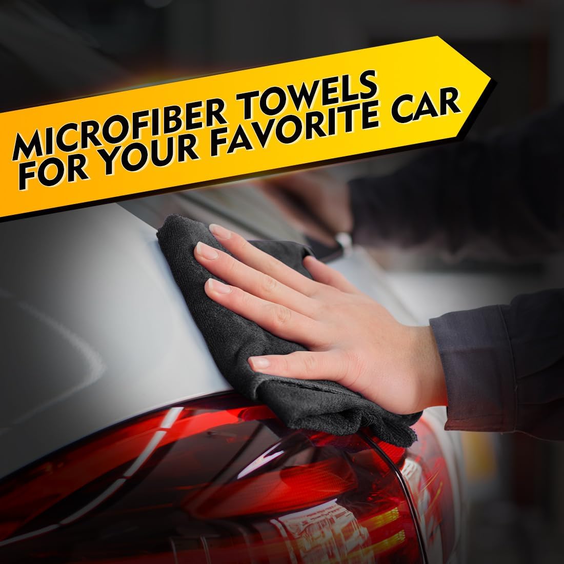 HOMEXCEL Microfiber Cleaning Cloth 20 Pack 11.5 x 11.5 inch Microfiber Towels for Cars Ultra Absorbent Car Washing Cloth Lint Free Streak Free Cleaning Rags for Car, Kitchen Window Black