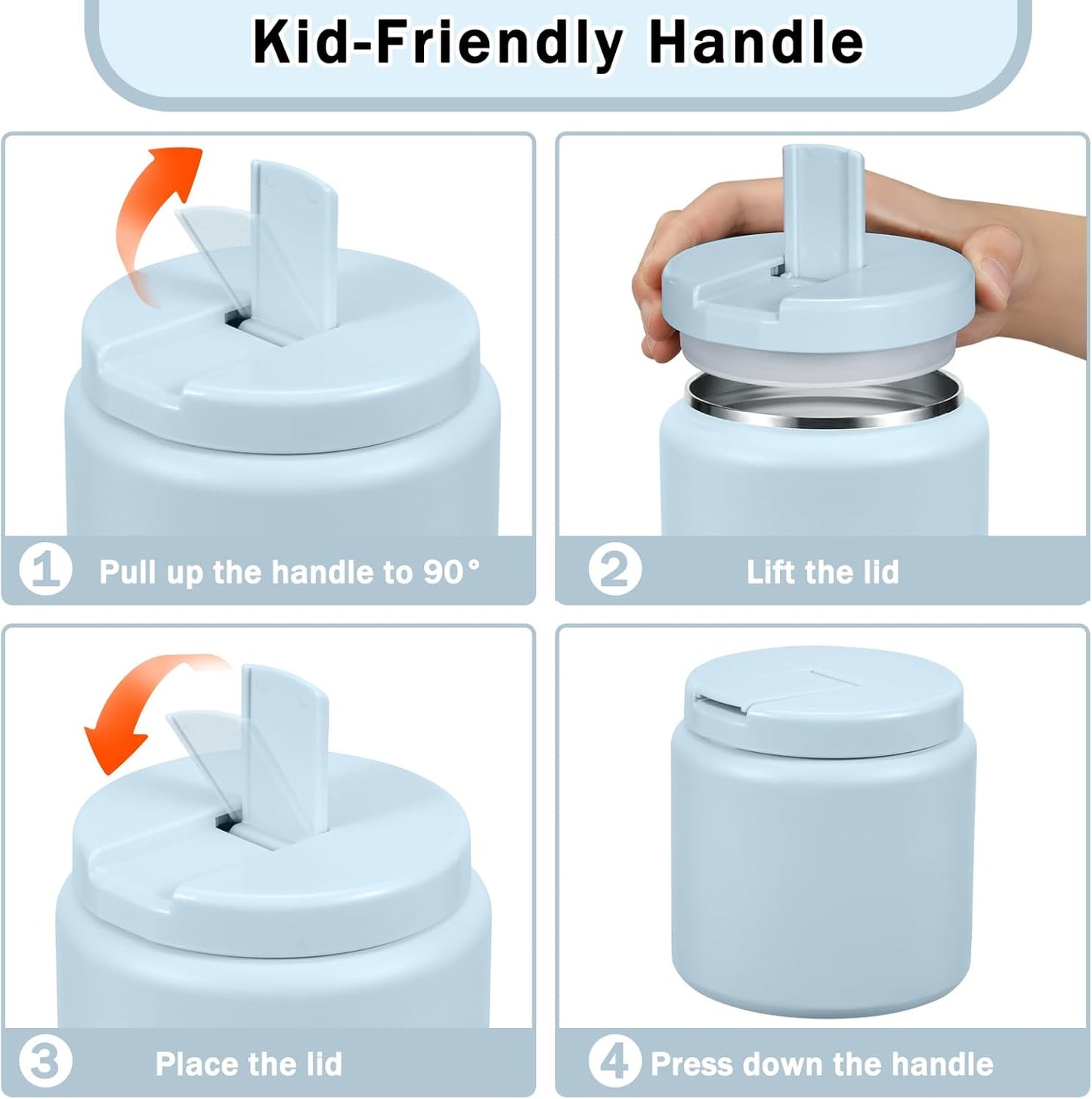 26oz Kids Thermos for Hot Food, Insulated Vacuum Food Jar with Buckle Lid, Stainless Steel Wide Mouth Leak Proof Insulated Lunch Container for School Picnic Travel, Blue