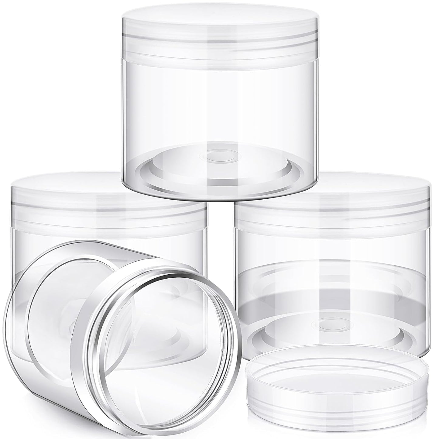 Patelai 4 Pieces Round Wide-mouth Leak Proof Plastic Container Jars with Lids for Travel Storage Makeup Beauty Products Face Creams Oils Salves Ointments DIY Making(6 Ounce,Clear)