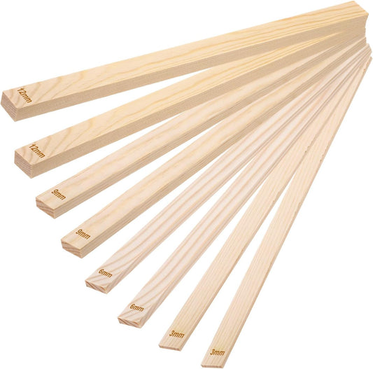 MECCANIXITY 8Pcs Pottery Teaching Rolling Mud Stick Guides, 13" x 0.8" Wood Clay Roller 3 6 9 12mm Thick Ceramic Tools Strips Rolling Guides for Clay Thickness DIY Craft