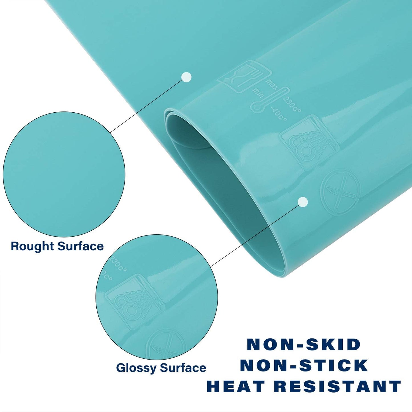 Gartful Extra Large Silicone Mat 23.6 x 15.7 inches, Silicone Crafts Sheet, Casting Molds Mat, Countertop Protector, Placemat Table Mat Desk Saver Pad, Nonstick Nonskid, Black Green