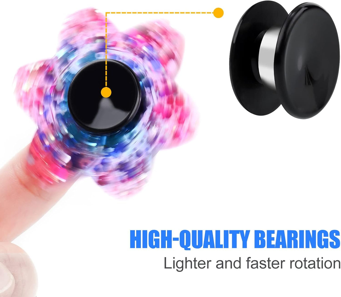 NiArt Fidget Spinner Toy DIY Bearing with Caps Set 22-Pack, MR137 0.5" Single-Sealed Chrome Steel Bearing Balls Replacement High Speed 13mmx7mmx4mm Epoxy Resin Casting Craft Skateboard Stress Reliever