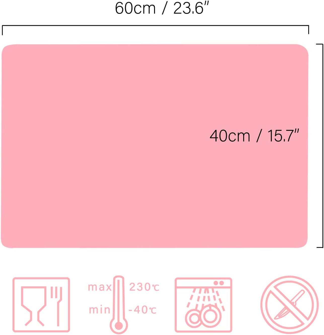 Gartful Makeup Mat for Vanity, 23.6"x15.7" Pink Silicone Mat, X-Large Silicone Sheet for Crafts, Art, Resin Epoxy, Jewelry Casting Molds, Reusable Nonstick Countertop Protector, Multipurpose Table Mat