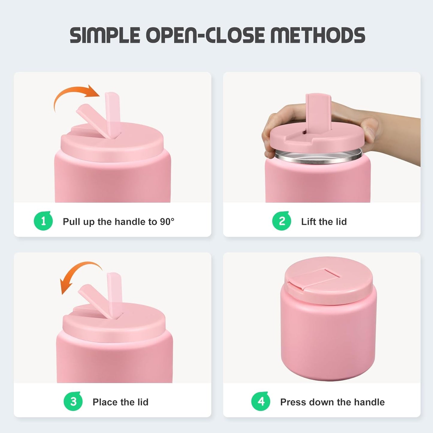 26oz Soup Thermo for Hot Food Kids with Buckle Lid Insulated Vacuum Food Jar Wide Mouth Leakproof Stainless Steel Lunch Container (Pink)