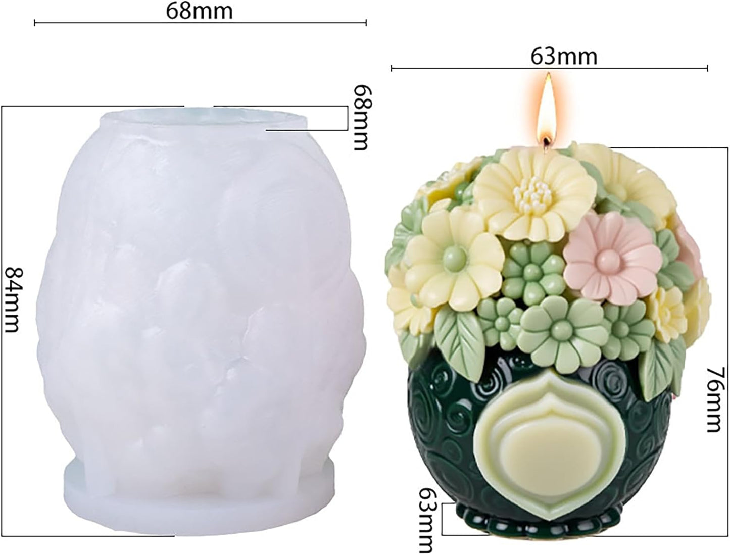 Bulk Flower Bottle Tulip Rose Cylinder Molds Silicone Wave Spiral Candle Mold - Silicone Resin Casting Molds for Candle & Resin & Soap Craft Supplies