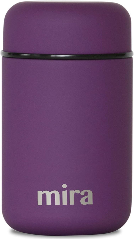 MIRA Insulated Food Jar Thermo for Hot Food & Soup, Compact Stainless Steel Vacuum Lunch Container for Meals To Go - 13.5 oz, Purple
