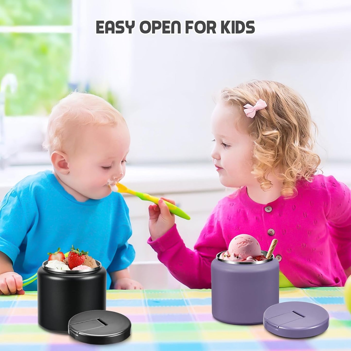 26oz Soup Thermo for Hot Food Kids with Buckle Lid Insulated Vacuum Food Jar Wide Mouth Leakproof Stainless Steel Lunch Container (Purple)