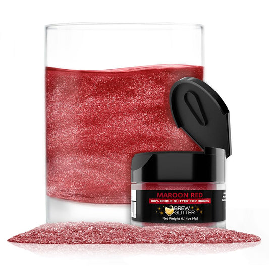 Brew Glitter Maroon Edible Drink Glitter 1x 4g Jar for Cocktails, Beer, & Beverages