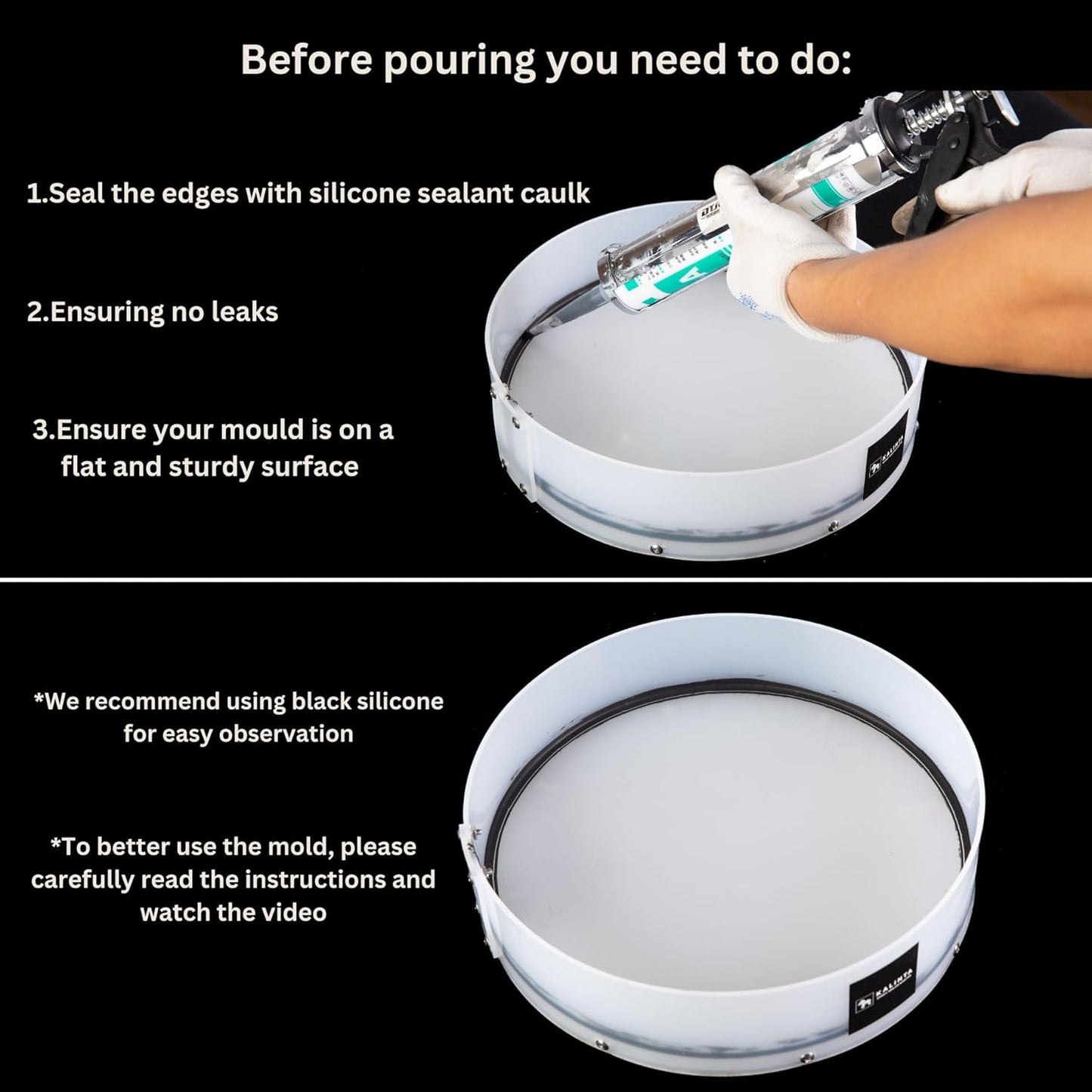 Resin Mold Large Round Deep -Kalinta 16inch Reusable Epoxy Round Molds for Resin Clock, Serving Tray Board, End Table，Floral Preservation Bouquet