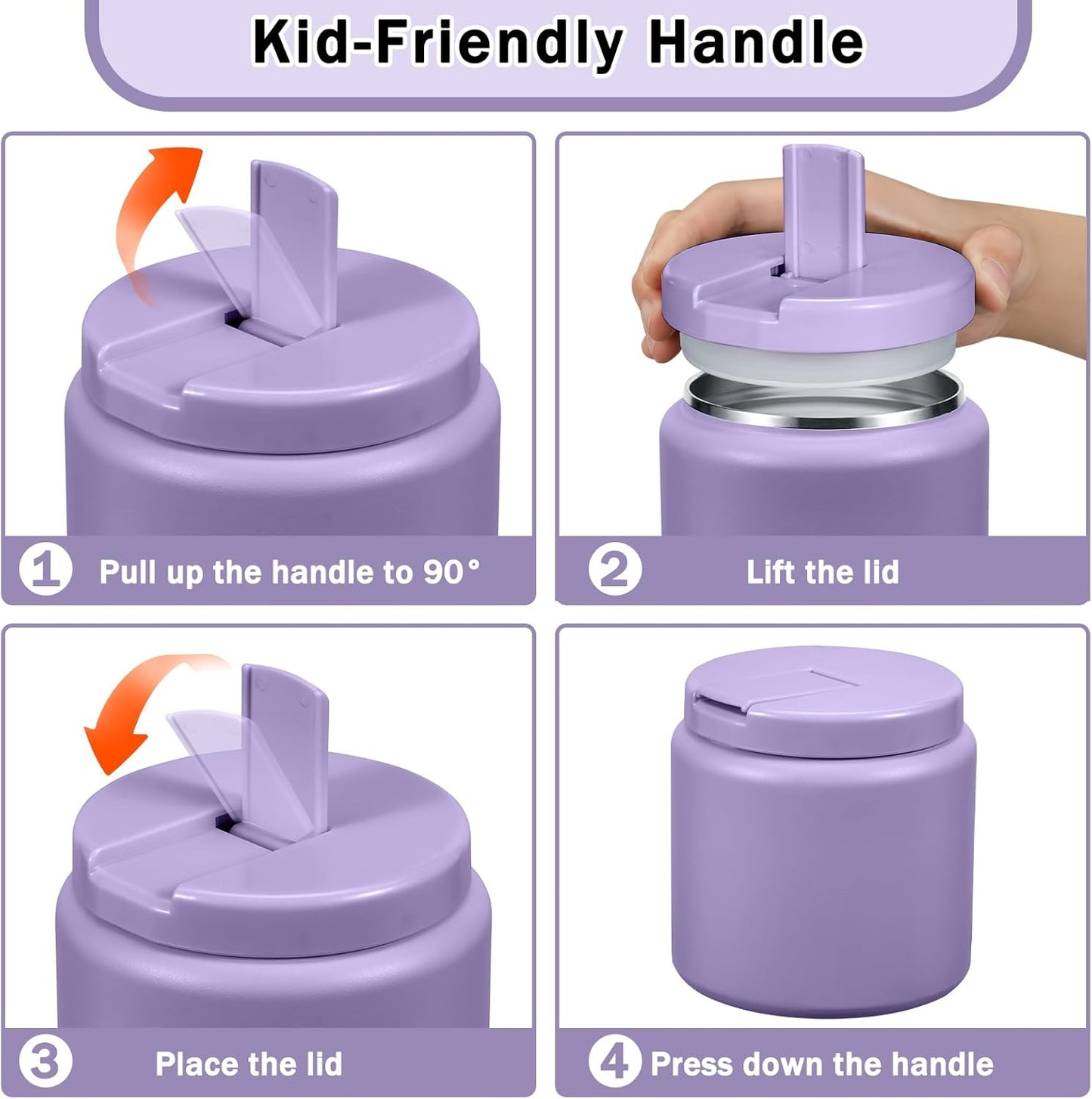 26oz Kids Thermos for Hot Food, Insulated Vacuum Food Jar with Buckle Lid, Stainless Steel Wide Mouth Leak Proof Insulated Lunch Container for School Picnic Travel, Purple