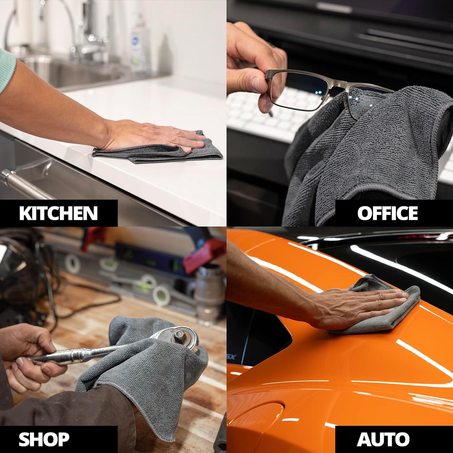 CERAKOTE Microfiber Towels (12 Pack) - Cleaning and Application Towels Durable Microfiber Material - 300 GSM Lint-Free Towel - Ideal for Cars, Home, Shop and Office Cleaning