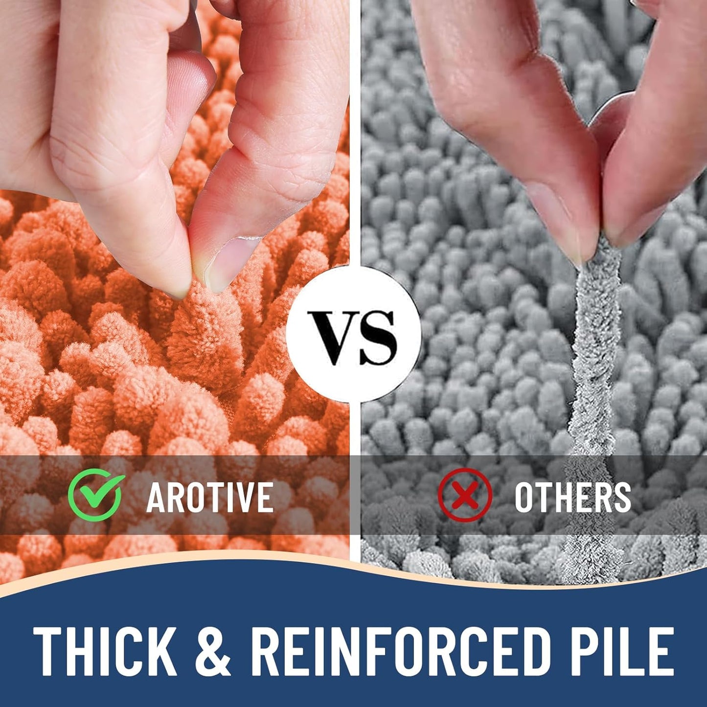 Arotive Luxury Chenille Bathroom Rug Mat, Extra Soft Thick Absorbent Shaggy Bath Rugs, Non-Slip Machine Wash Dry, Plush Bath Mats for Bathroom, Shower and Tub, 36x24, Coral