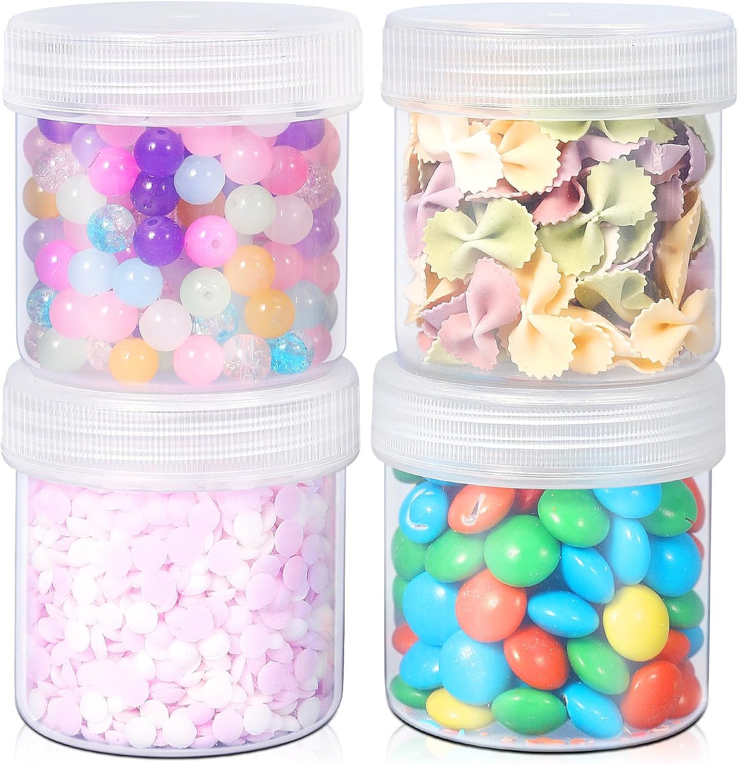 TSA Approved Wide Mouth Travel Size Containers, PP Clear & White Leak Proof Travel Plastic Jars with Lids for Creams Lotion Cosmetic, Jewelry Beads, Sample, Small Items Storage (3.4 oz, 8 Pcs)
