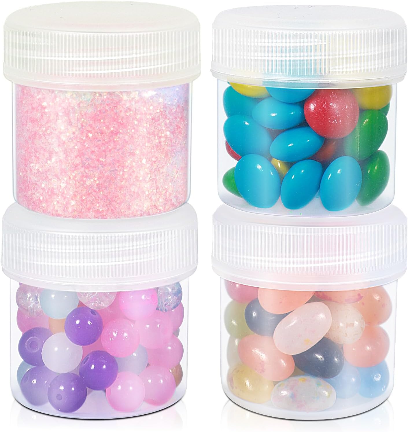 TSA Approved Wide Mouth Travel Size Containers, PP Clear Leak Proof Travel Plastic Jars with Lids for Creams Lotion Cosmetic, Jewelry Beads, Sample, Small Items Storage (1.7 oz, 4 Pcs)