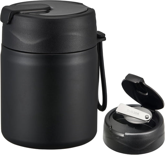 17oz Soup Thermo for Hot Food Kids,Insulated Food Jar with Spoon,Thermo Hot Food Lunch Container,Wide Mouth Leakproof Stainless Steel Lunch Box for School-Black