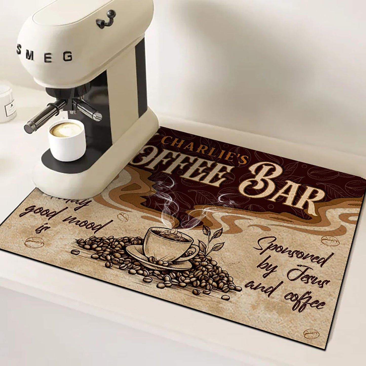 THUYPT Personalized Absorbent Coffee Mat for Counter, Coffee Drying Mat Coffee Bar Accessories, Kitchen Counter Coffee Maker Coffee Station Decoration (05)