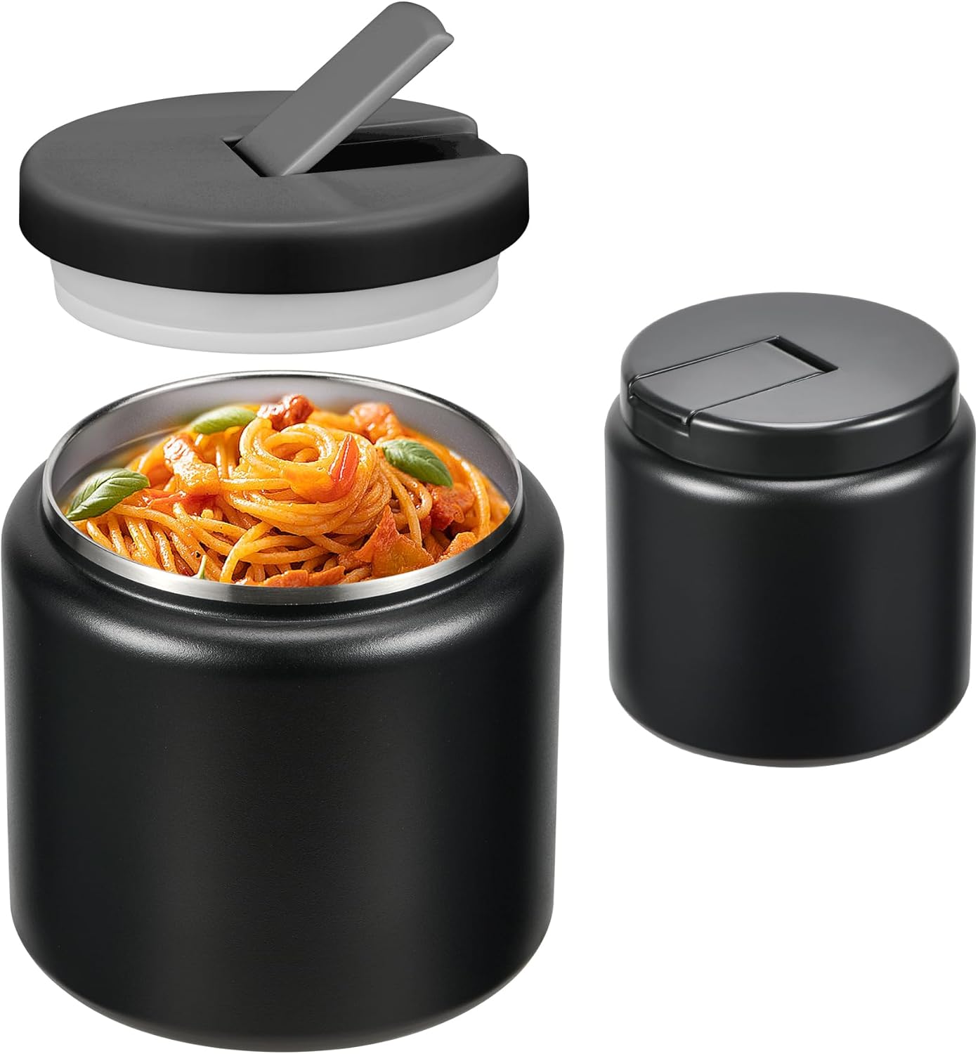 26oz Soup Thermo for Hot Food Kids with Buckle Lid Insulated Vacuum Food Jar Wide Mouth Leakproof Stainless Steel Lunch Container (Black)