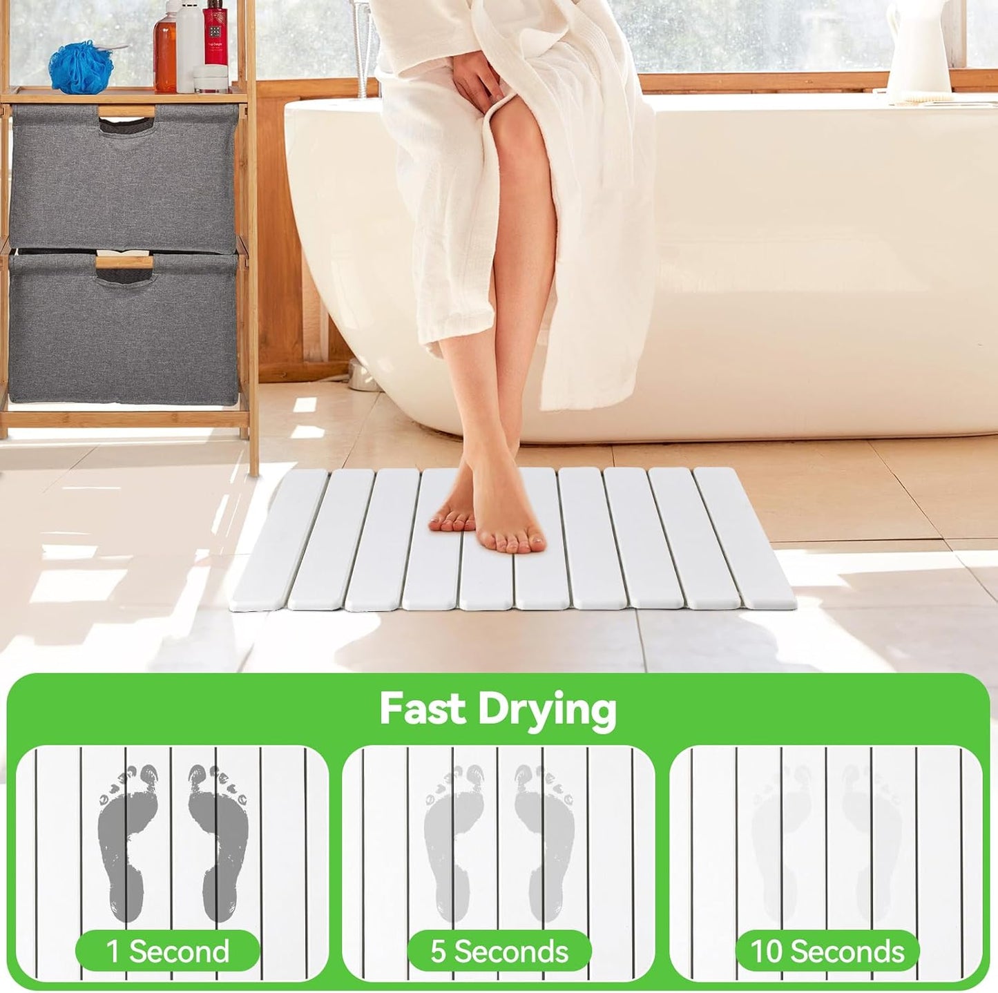 Large Stone Drying Mat for Kitchen Counter, Collapsible Quick Dry Stone Bath Mats for Bathroom, Ultra Absorbent Diatomaceous Earth Dish Stone Mat for Dishes Cups Cookware Countertop, 23.23'' x 15.4''