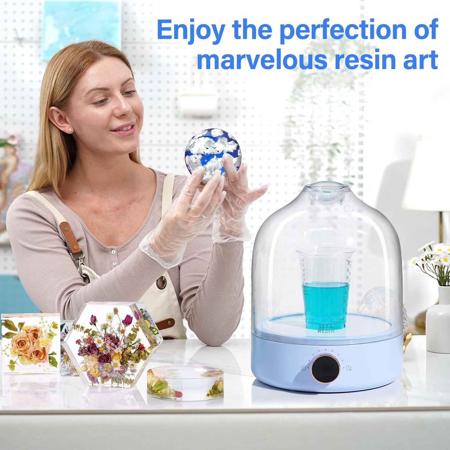 LET’S Resin Upgraded Resin Bubble Remover, Eliminate 99% Bubble in 5-9 Minutes, 99Kpa with Digital Display，Bigger Capacity, Auto Vent, Timer for Epoxy Resin Casting, Resin Art Crafts, Jewelry Making
