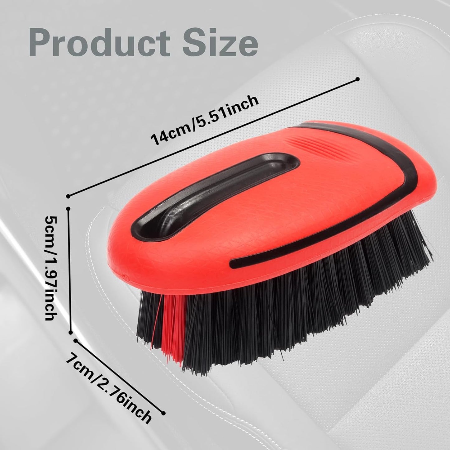 Carpet and Interior Cleaning Brushes, car Cleaning Brushes, Carpet Washing Brushes, Hard Bristle Detail Brushes, car and Home Interior Leather Brushes (Red)