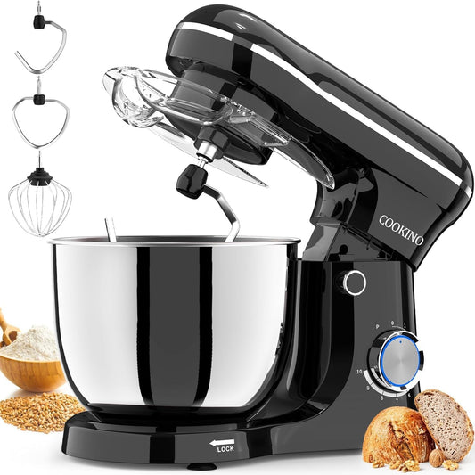 Electric Stand Mixer,10 Speeds Tilt-Head Food Mixer, 3-IN-1 Kitchen Mixer for Daily Cooks with Dishwasher-Safe 6.5 QT Bowl,Dough Hook, Beater, Whisk (Onyx Black)