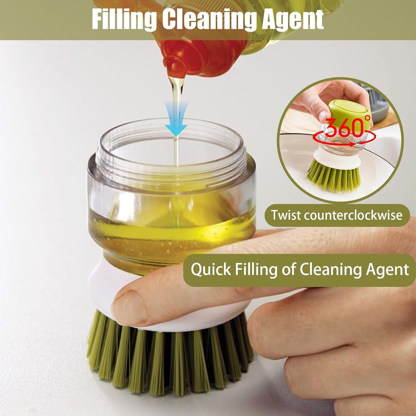 Soap Dispenser with Dish Brush and Storage Bracket, Easy to Clean Kitchen Utensils and Sink, Gray