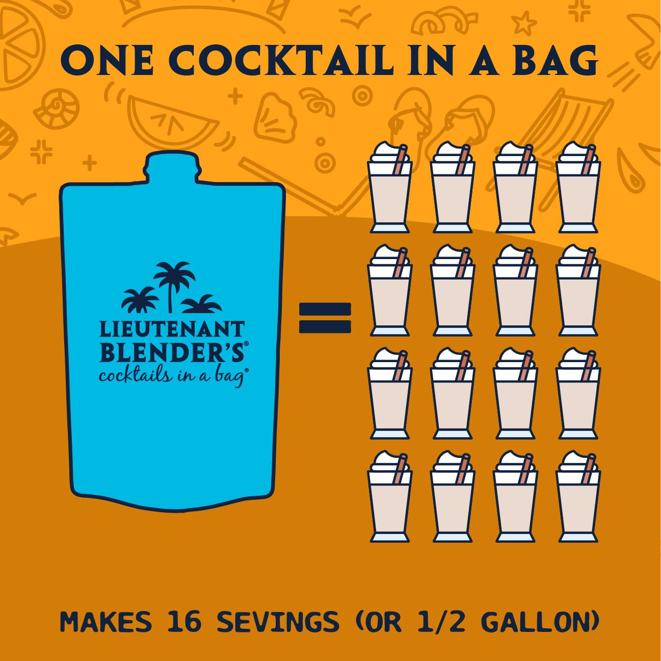 Lt. Blender's Pumpkin Spice in a Bag Cocktail Mixer - Each Bag Makes 1/2 Gallon of Cocktails - Add Alcohol or make as a Mocktail (Pack of 3)