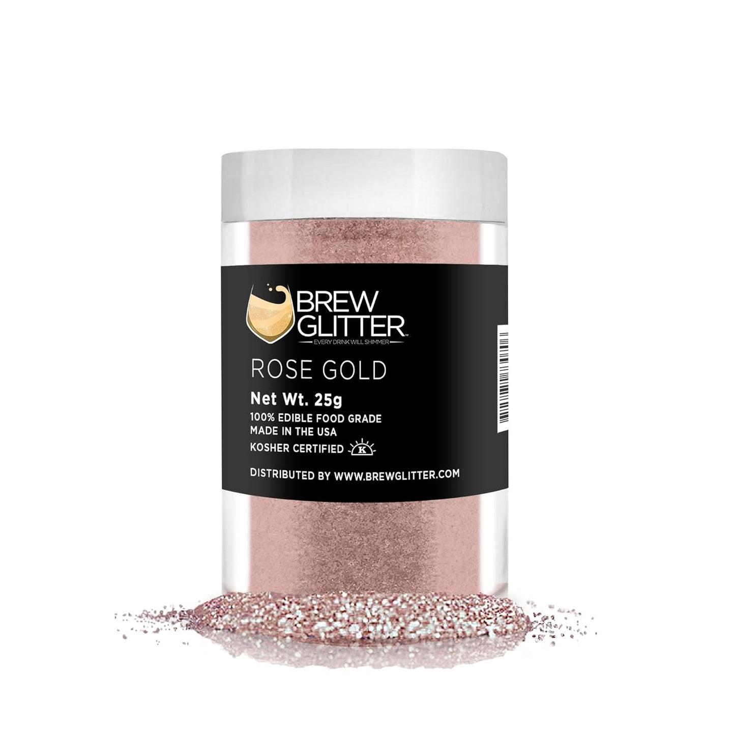 Rose Gold BREW GLITTER Edible Glitter For Drinks, Cocktails, Beer, Garnish Glitter & Beverages | KOSHER & HALAL Certified | 100% Edible & Food Grade | Vegan, Gluten, Nut Free (25g, Rose Gold)