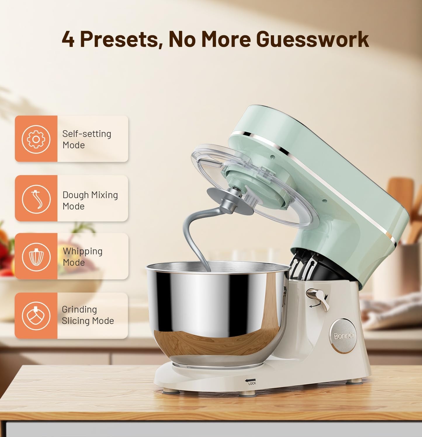 Stand Mixer 6QT Kitchen Mixer with LED Touchscreen, 11-Speed Tilt-Head Mixer with Timer, 4 Preset Menus, Stainless Steel Bowl, Dough Hook, Whisk, Beater