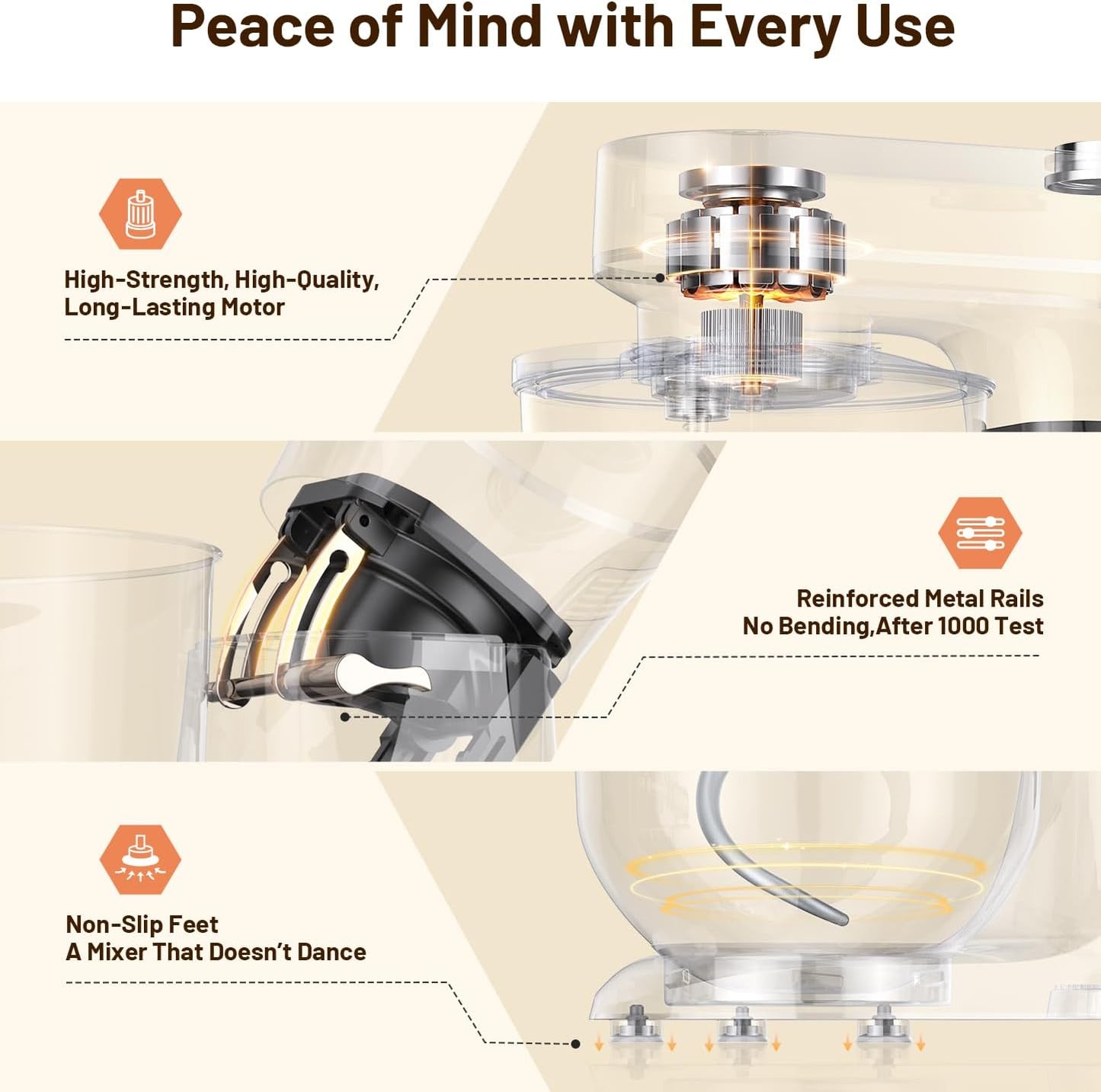 Stand Mixer 6QT Kitchen Mixer with LED Touchscreen, 11-Speed Tilt-Head Mixer with Timer, 4 Preset Menus, Stainless Steel Bowl, Dough Hook, Whisk, Beater