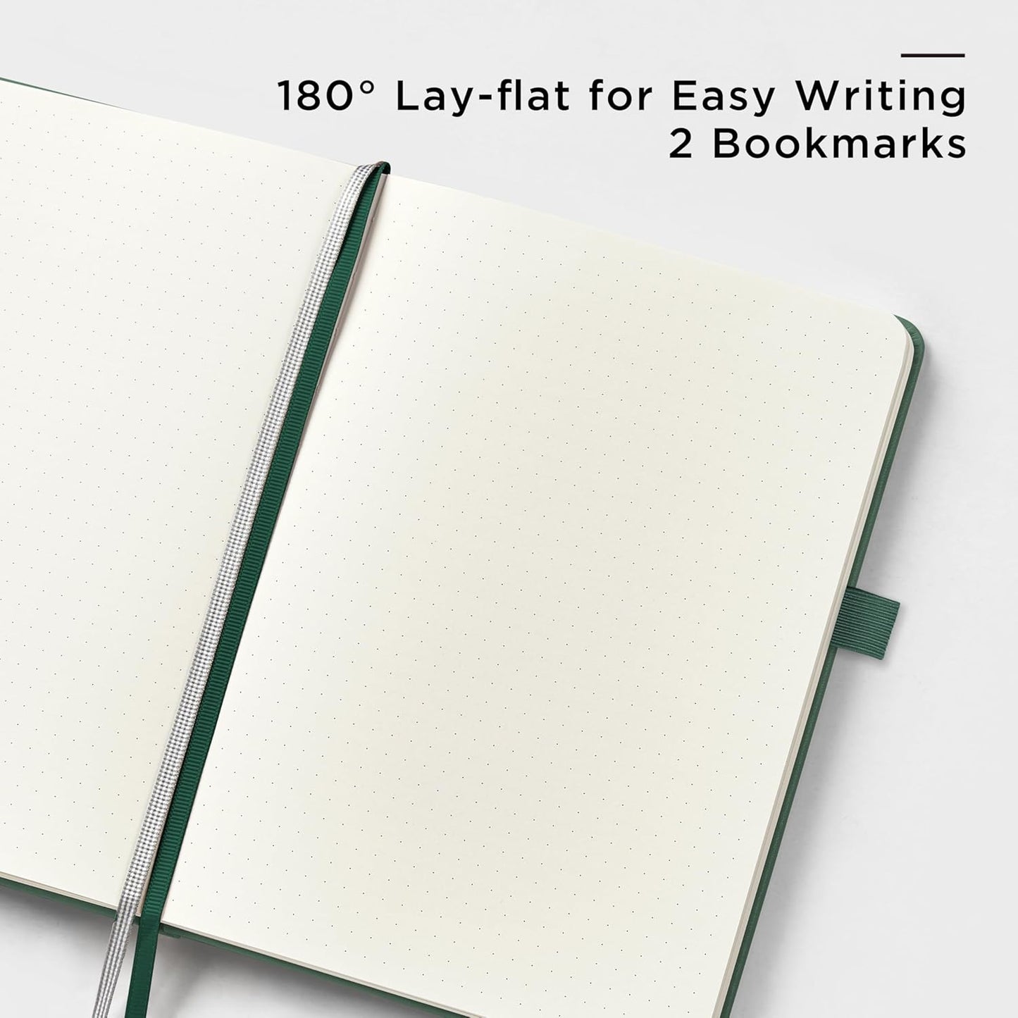 &And Per Se Dotted Journal Notebook (5 Packs), A5 Hardcover Leather Dotted Journal, 160 Pages 100 gsm Thick Paper, 3 Sheets of Stickers Included- 5.7'' x 8'' (Green